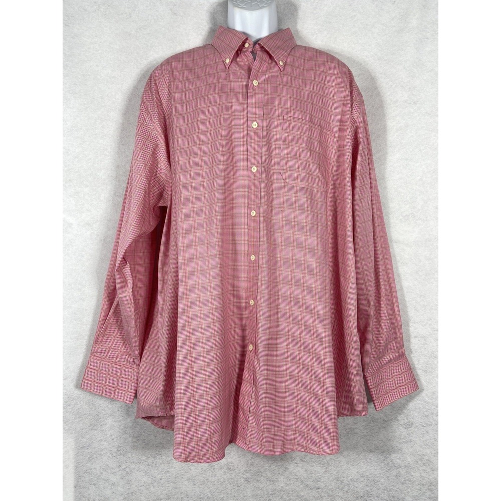 Peter Millar Shirt Mens XXL Pink Button Up Nanoluxe Long Sleeves Plaid EUC